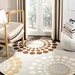 Safiya Carpet Grey & Brown Geometric Printed Hand Tufted Woollen Carpet-14