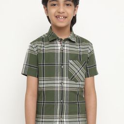 Octave Boys Tartan Checked Cotton Casual Shirt-image-12