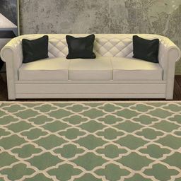 Safiya Carpet Green & Cream coloured Ethnic Motifs Hand-Tufted Woollen Carpets-image-21