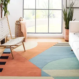 Safiya Carpet Orange Abstract Hand-Tufted Woollen Carpets-11