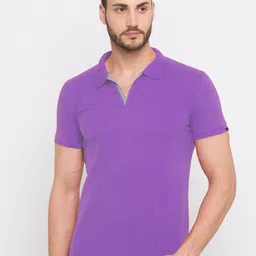 Status Quo Men Purple Polo Collar T-shirt-image-70