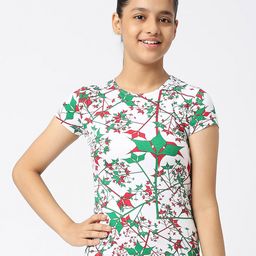SINI MINI Girls Conversational Printed Round Neck Cotton T-shirt-image-51