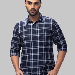 Parx Tartan Checked Slim Fit Cotton Casual Shirt-picture-26