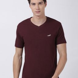 Crocodile Men Maroon V-Neck Cotton T-shirt-image-63