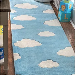 Safiya Carpet Blue Abstract Hand-Tufted Woollen Carpets-image-58