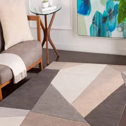 Safiya Carpet Grey Geometric Hand-Tufted Woollen Carpets-image-58