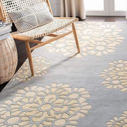 Safiya Carpet Grey & Beige Floral Hand-Tufted Woollen Carpet-image-57