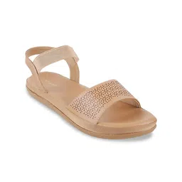 WALKWAY by Metro Women Beige Open Toe Flats with Laser Cuts-3