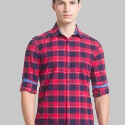 Parx Men Red Slim Fit Checked Cotton Casual Shirt-image-27