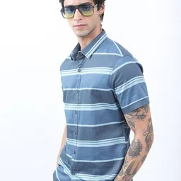 KETCH Men Horizontal Striped Casual Cotton Shirt-image-31