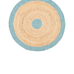 Art Avenue Raff Blue & Beige Braided Round Jute Carpet-image-20