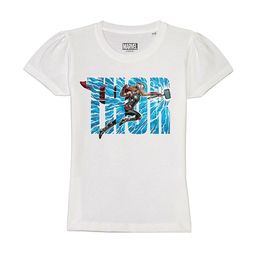 Marvel by Wear Your Mind Girls White Thor Printed Puff Sleeves Cotton T-shirt-image-73