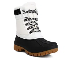 London Rag Women High Top Capucine Fur Collar Colourblocked Platform Heeled Winter Boots-20