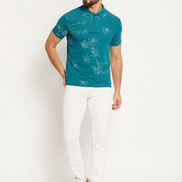 OGEN Floral Printed Polo Collar T-shirt-image-35
