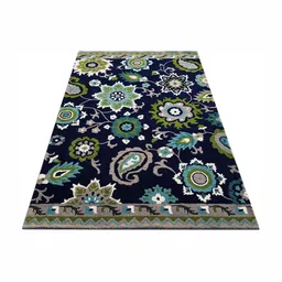 IMRA CARPET Blue & White Floral Traditional Woollen Carpet-image-53