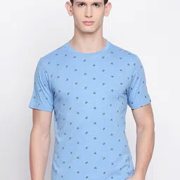 Basics Men Blue Printed Muscle Fit T-shirt-image-127