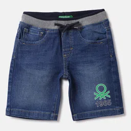 United Colors of Benetton Boys Washed Mid-Rise Denim Cotton Shorts-image-81