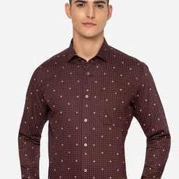 Greenfibre Men Maroon Slim Fit Printed Formal Shirt-image-83