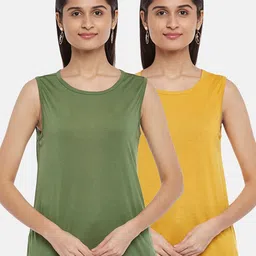 People Women Olive Green & Yellow 2 T-shirt-image-98