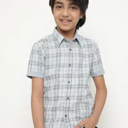 Octave Boys Tartan Checked Cotton Casual Shirt-image-16