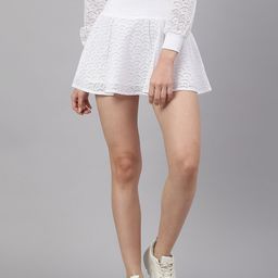I Love She Self-Design Schiffli Mini Pure Cotton Skirt-image-90