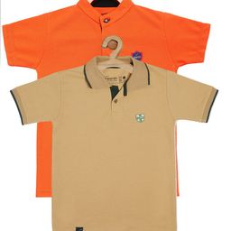 Earth conscious Boys Pack of 2 Orange  Polo Collar T-shirt-image-96