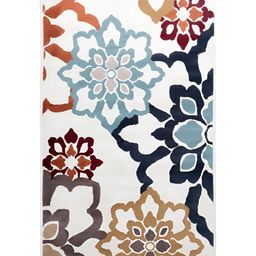 Sapana Carpet-Mats White & Blue Floral No Shredding Carpet-16