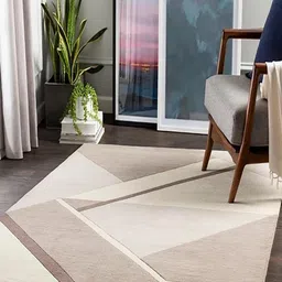 Safiya Carpet Brown Geometric Printed Hand-Tufted Woollen Carpets-12