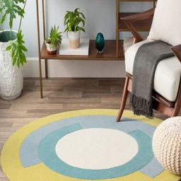 Safiya Carpet Blue & Green Ethnic Motifs Hand-Tufted Woollen Carpet-image-97