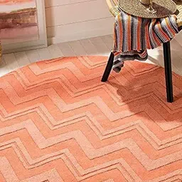 Safiya Carpet Peach-Coloured Geometric Hand-Tufted Woollen Carpets-27
