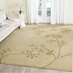 IMRA CARPET Beige & White Floral Woollen Carpet-image-19