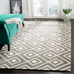 IMRA CARPET Grey Geometric Woollen Carpet-picture-5