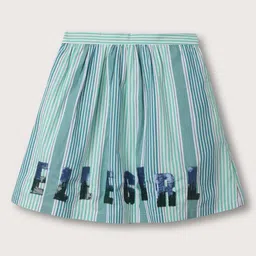 ELLE Girls Striped & Sequins Work Linen Flared Knee-Length Skirt-image-42
