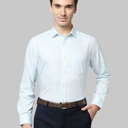 Park Avenue Men Blue Grid Tattersall Checks Checked Formal Shirt-image-23