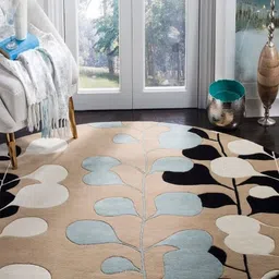 Safiya Carpet Beige & Black Floral Woollen Carpets-image-47
