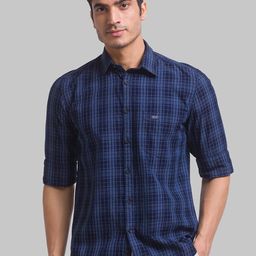 Parx Men Blue Slim Fit Checked Casual Shirt-image-90