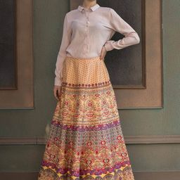 SAPTRANGI Ethnic Motifs Printed Flared Maxi Skirt-12