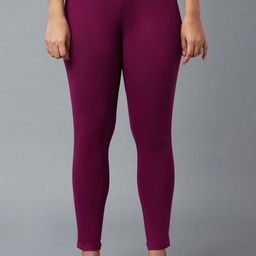 elleven Women Burgundy Solid Tights-image-93