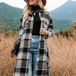 Mast & Harbour Checked Longline Tailored Jacket-image-55