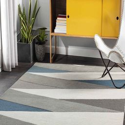 Safiya Carpet Blue & Grey Geometric Hand Tufted Woollen Carpets-image-71