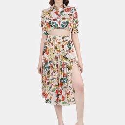 Sukshat Floral Printed Flared Maxi Skirt-image-20