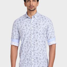 ColorPlus Men Blue Tailored Fit Floral Printed Cotton Casual Shirt-image-61