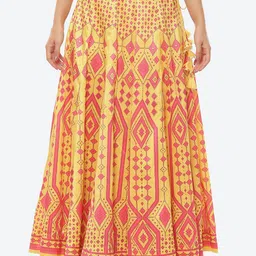 Biba Women Yellow Printed Flared Skirt-image-66