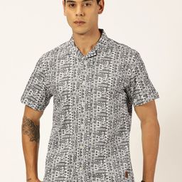 Provogue Slim Fit Cuban Collar Printed Cotton Casual Shirt-image-8
