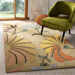 IMRA CARPET Beige Floral Handmade Woollen Carpet-10