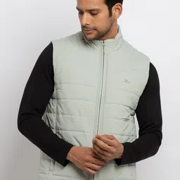 Status Quo Men Green Solid Padded Jacket-image-93