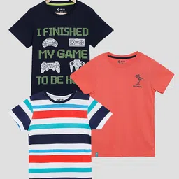 3PIN Boys Black and Blue Typography 3 Striped T-shirt-image-18