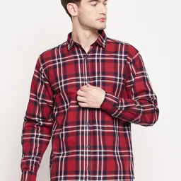 Duke Men Red Slim Fit Tartan Checks Checked Casual Shirt-image-89