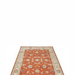 IMRA CARPET Orange & Beige Floral Printed Rectangle Shaped Woollen Carpet-picture-47