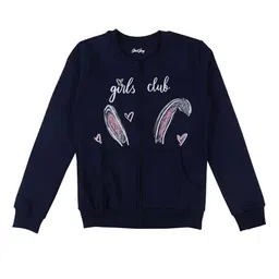 Gini and Jony Girls Navy Blue Printed Fleece Sweatshirt-image-81